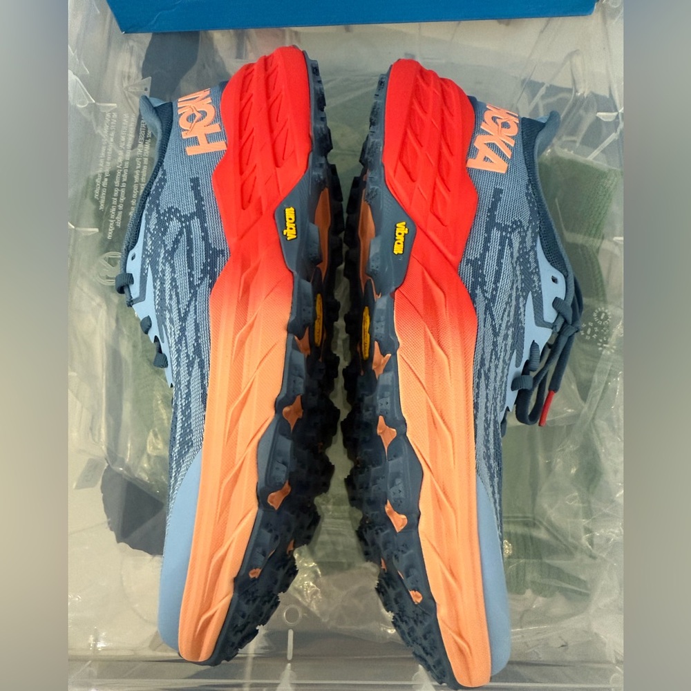 HOKA One Speedgoat 5 Women’s Trail Running Shoes Blue Orange Sz 10.5 RARE - Picture 9 of 11